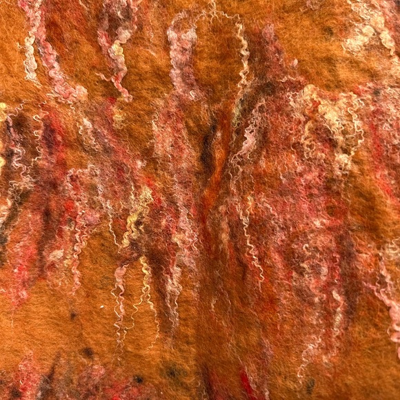 Handmade women’s large felt cheetah print/orange abstract open front vest,artsy - Picture 6 of 6